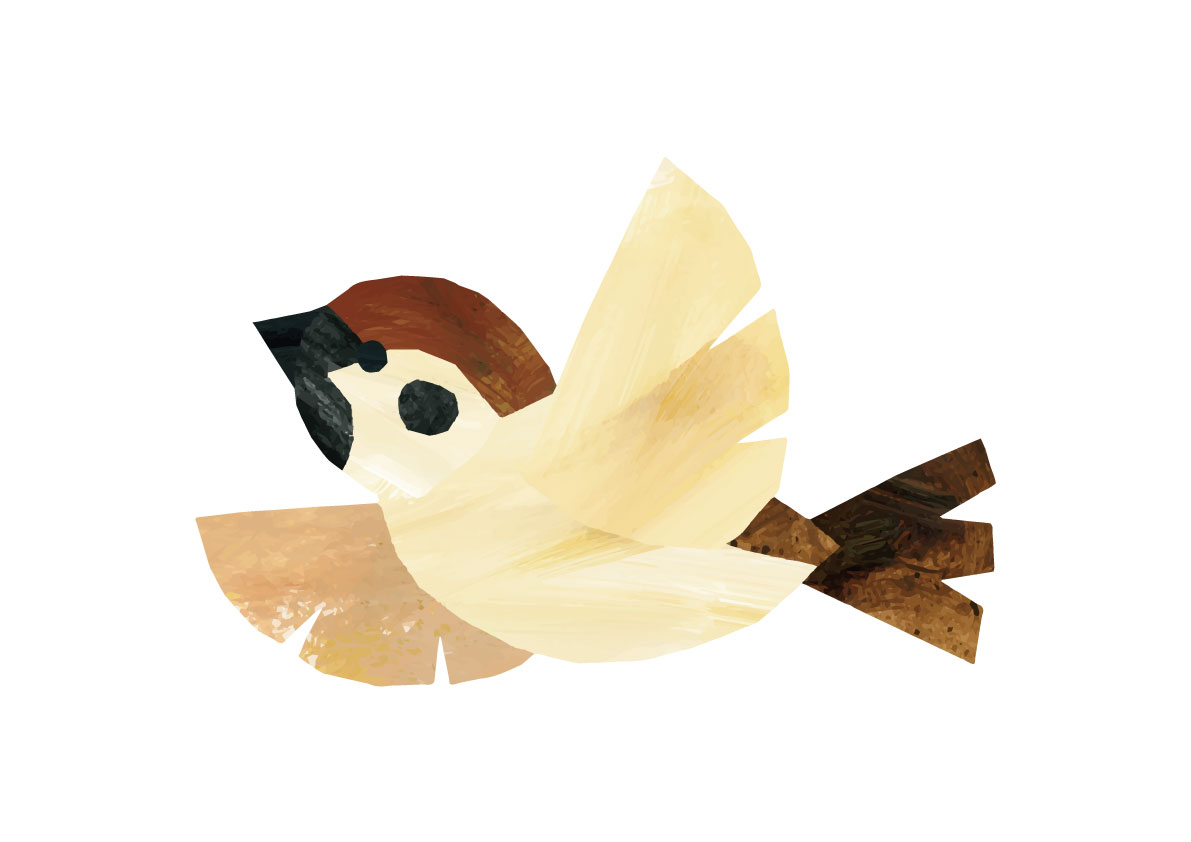 飛んでいるスズメのイラスト