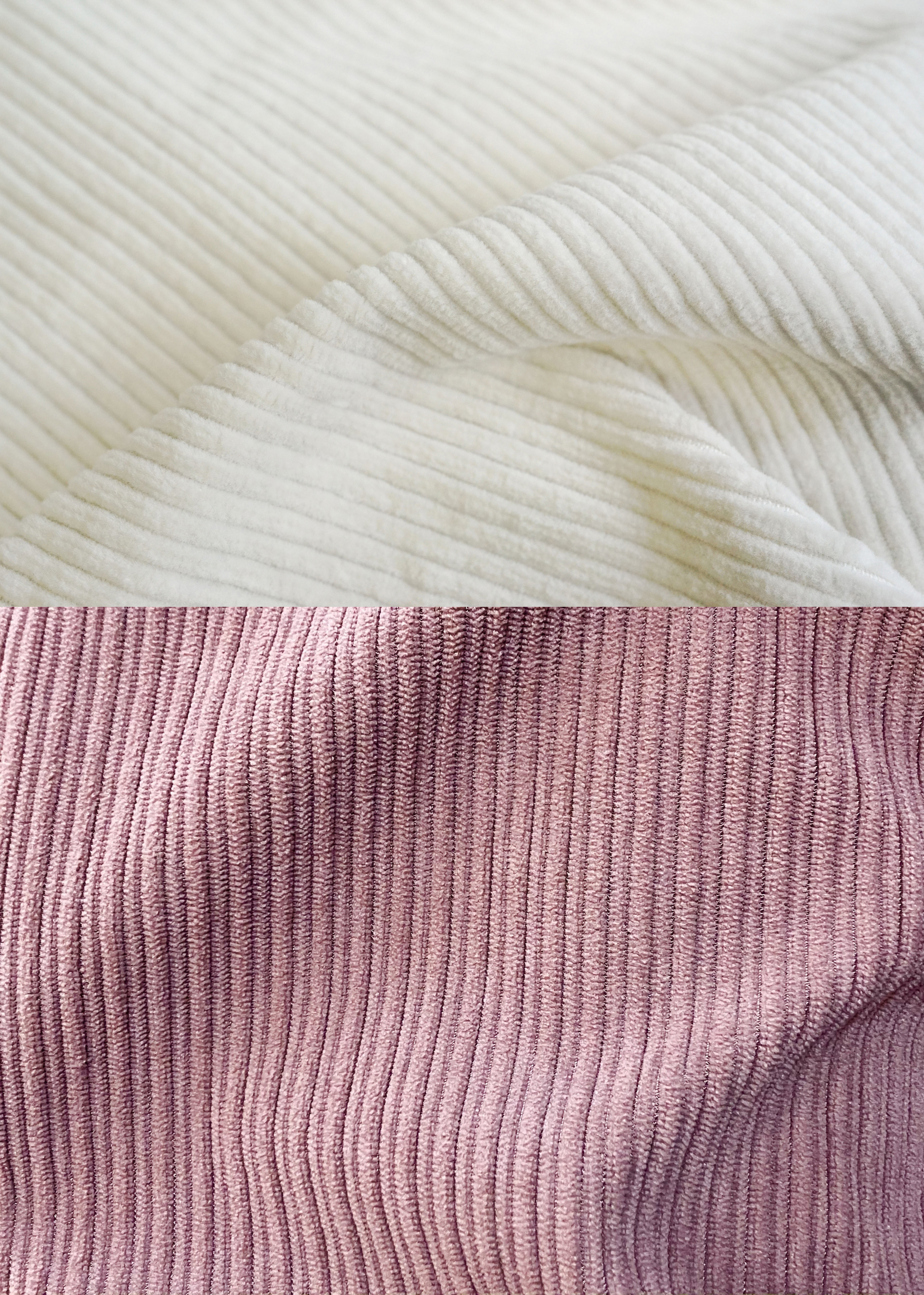 白とピンクのコール天の写真